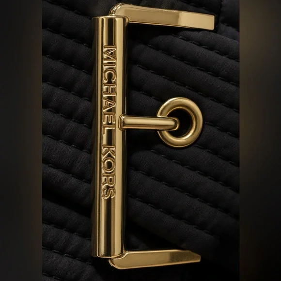 MICHAEL Michael Kors Black Quilted Belted Jacket | Gold Hardware | Size S (NWOT) - Picture 6 of 12